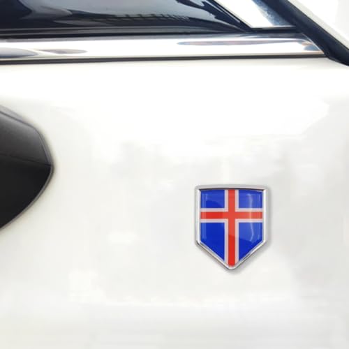 2 Calcomanías de bandera de Islandia con escudo cromado Overdecor para parachoques 4