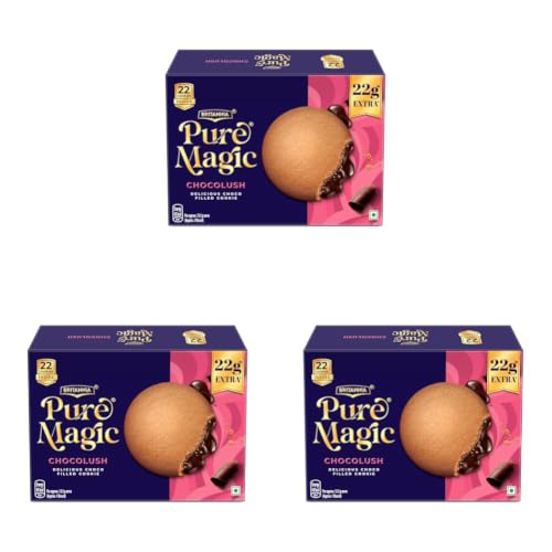 Image of Britannia Pure Magic Chocolush - Delicious Choco Filled Cookie | 300 gm | Live this moment with crunchy and gooey choco filling cookie (Pack of 3)