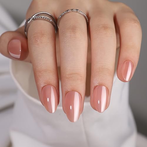 Almond Shaped Press On Nails, Nude Press On Nails Almond, Glue On...