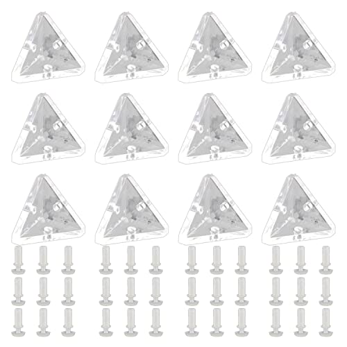 Lizusidtsy 12Pcs Acrylic Corner Brackets with Semitransparent Screws Clear 3-Hole Right Angle Joint Brace Brackets