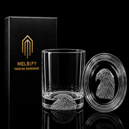 Image of Melbify Eagle Whiskey Glass | 300 ml | Set of 6 | Animal Whiskey Glasses | Old Fashioned | Premium | | Heavy | Round Whisky Glass with Thick Bottom
