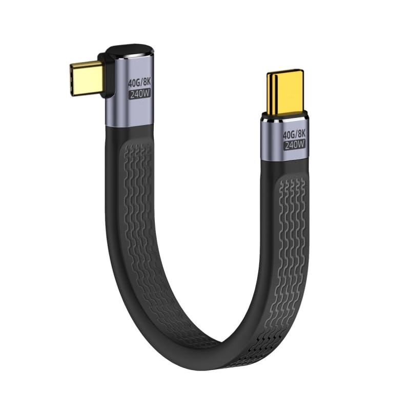 CY Cable USB4.0 240W de alimentación tipo C USB-C USB4 macho a macho USB4 izquierda derecha en ángulo 40Gbps 100W 8K plano delgado FPC cable de