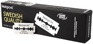 Swedish Quality Super Platinum Double Edge Razor Blades, Stainless Steel Platinum Coated Blades- 100 Ct