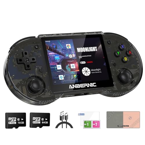 Dosnura RG353P Handheld Game Console Linux and Android Dual OS RK3566 64BIT 64G TF Card 4420+ Classic Games 3.5 Inch IPS Screen 3500mAh Battery Support 5G WiFi 4.2 Bluetooth(RG353P-Black)
