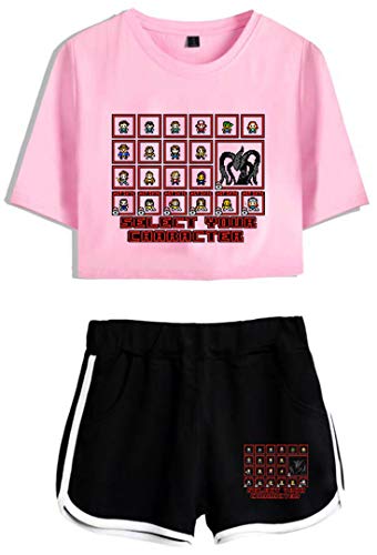 Silver Basic Donna Maglietta & Pantaloncini con Stampa Ispirato da Stranger Things TV Series T-Shirt & Shorts, Rosa Modello-A1, 2XL