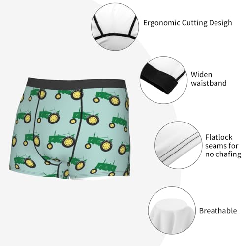 Men's Underwear Green Tractor Casual Stretch Boxer Briefs4