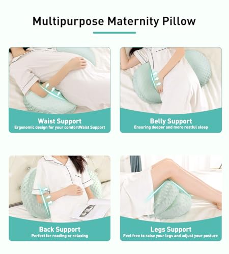 Image of Pregnancy Pillow Cooling for Sleeping, Detachable and Adjustable Double-Sided Support Maternity Pillow Skin-Friendly for Pregnant Women Back, HIPS, Legs(30Slope Design Verified by Expectant Mothers)