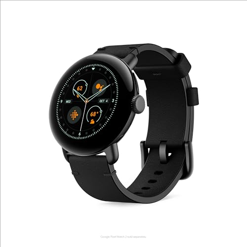 Image of Google Pixel Watch Crafted Leather Band - Obsidian - Large
