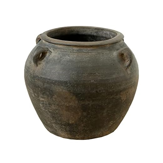 Artissance 14.2" Wide Large Ceramic Vase, Rustic Pottery Vase with 4 Handles, Decorative Ceramic Vase, Farmhouse and Black Vases Home Decor, Tall Pottery Vase for Living Room or Garden