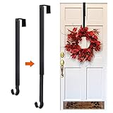 Kederwa Adjustable Wreath Door Hanger, Metal Wreath Hooks Over The Door from 14.9-25 Inch, Halloween Wreath Holder for Fall Christmas Thanksgiving Wreath Decor