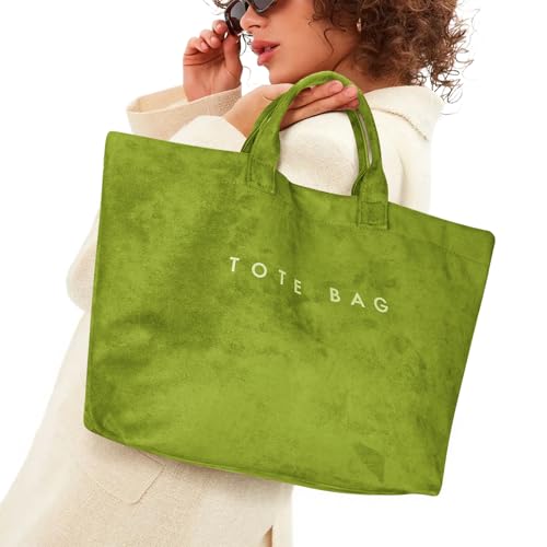 Suede Tote Bag for Women Large Soft Tote Bag for Work Travel Letter Print Hobo Bag Fashion Handbag miniatura 2