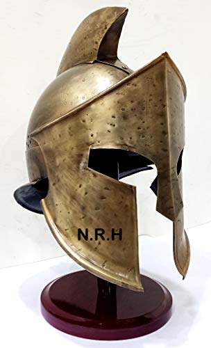 Nautical Replica Hub Halloween Medieval Armour King Leonidas Greek Spartan 300 Roman Helmet with Wooden Stand