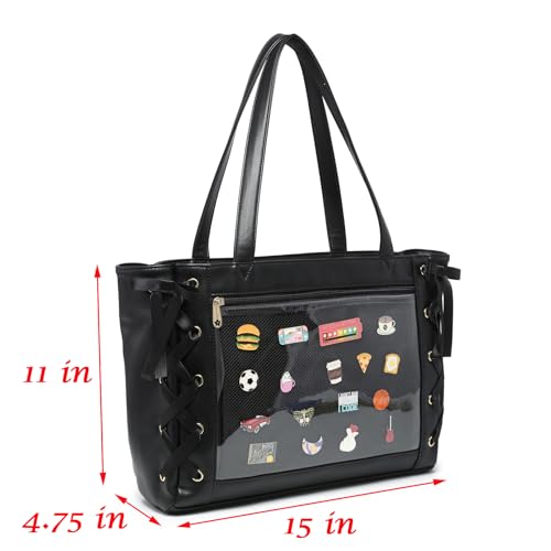 CHERRY SAUCE Silk Ribbon Tote Bag Ita Bag Shoulder Bag Faux Leather Kawaii Purses and Handbags with Pin Display2