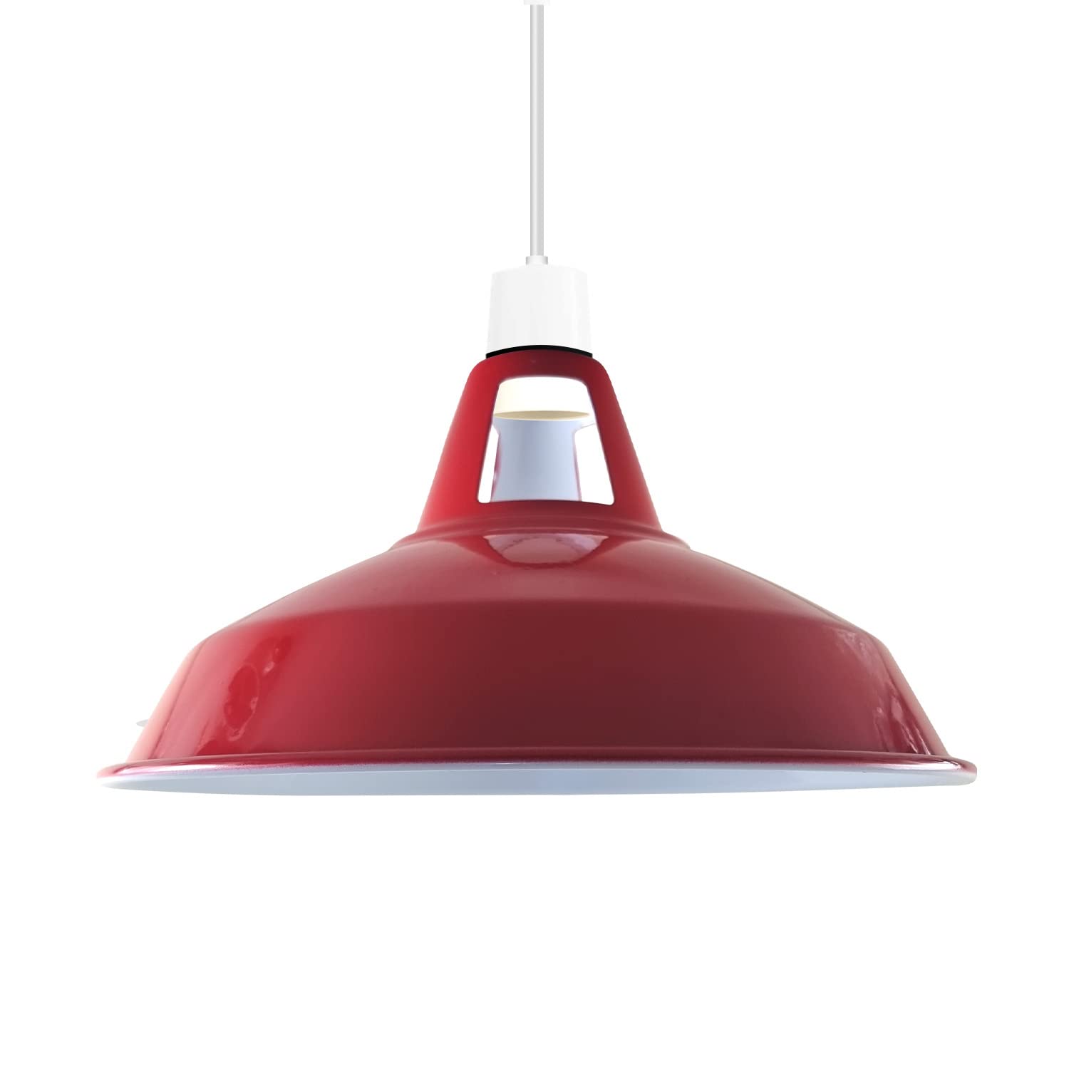 LEDSone Vintage Industrial Pendant Lights Metal Lamp Shades in a Retro Modern Style Antique Shades for Ceiling Lights Lampshades for Lights in Bedroom Kitchen and Bathroom (Barn-Red)