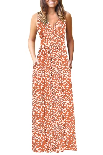 Image of AUSELILY Maxi Dresses for Women Summer Casual Sleeveless V Neck Wrap Dress | Sleeveless Long maxi dress with wrap V neck & side pockets, for formal cocktail, beach & casual daily wear
