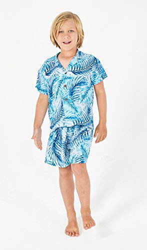 Image of Hawaii Hangover Family Matching Hawaiian Clothes, Simply Blue Leaves | Family matching Hawaiian outfits, Simply Blue Leaves, lightweight rayon, machine washable, tropical leaf print, luaus