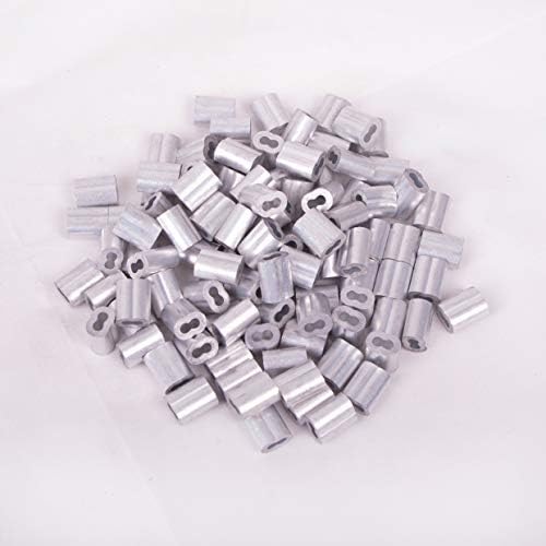 HIGOOD Aluminum Crimping Loop Sleeve for 3/32" Diameter Wire Rope and Cable (3/32" 100PCS)