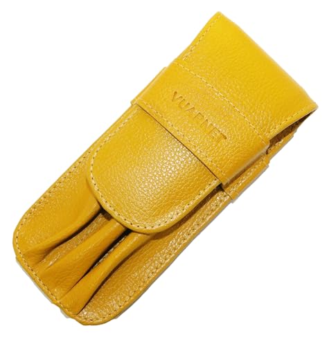 Estojo p/Caneta Vuarnet-BR Couro Legítimo p/3 Peças Amarelo Manga