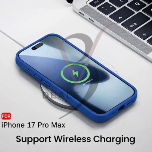 Image of Compatible for iPhone 17 Pro Max Case Cover, 4 Layer Full Protection Silicone Phone Case with Camera & Screen Protection with 360 Soft Micro-Fiber Lining, Shock-Absorbing Design (Blue)