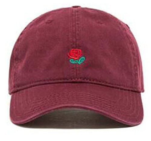 FGSS Unisex Rose Embroidered Adjustable Strapback Dad Hat Baseball Cap Mutiple Colors