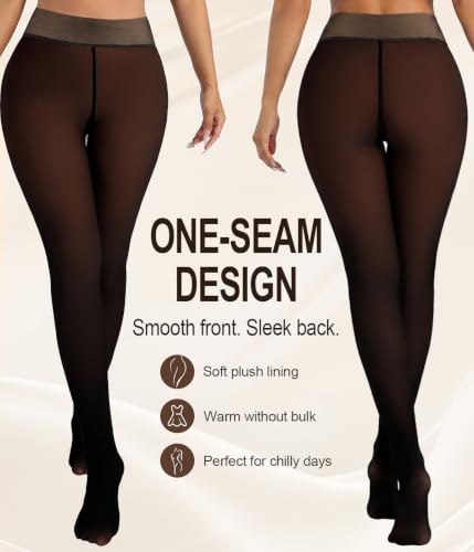 Image of MERYLURE Fleece Lined Tights Women Fake Translucent Warm Pantyhose