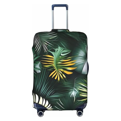 Tropical Palm Leaves print Luggage cover, suitcase protector, elasticated protective sleeve, fits 18-32 inch suitcases, X-Large, White - Main Image