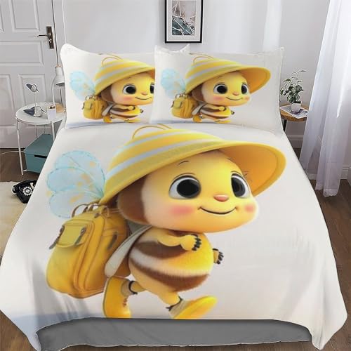 Linge de lit microfibre douce avec motif abeille 3D aux finitions durables - 2