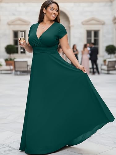 Image of KOH KOH Womens 2026 Sexy Cap Short Sleeve V-Neck Flowy Cocktail Gown
