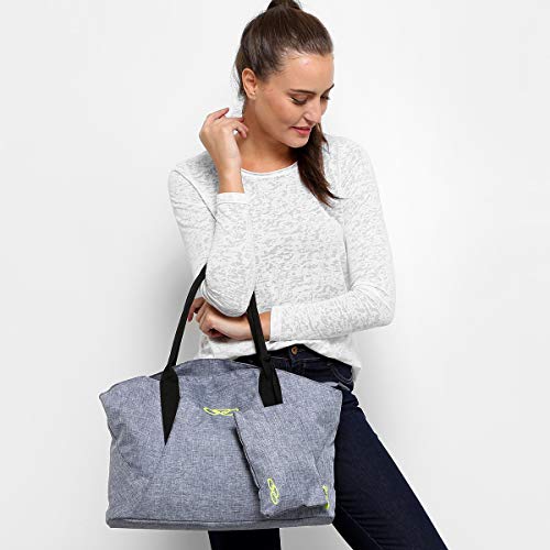 Bolsa Saco Grande com Necessaire Feminina Cinza Escuro Stone Olympikus Wave