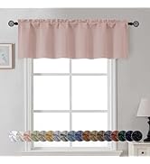 Gwine Blush Pink Valance for Windows, Small Blackout Valance Kitchen Curtains for Bathroom Baseme...