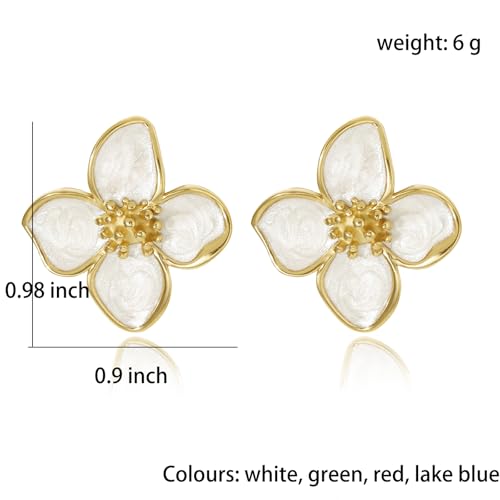 White Flower Earrings Unique Spring Earrings for Women Big Floral Earring Statement Flower Jewelry Gift4