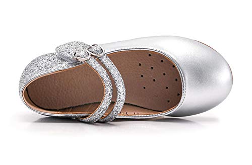 WUIWUIYU Girls Hook-and-Loop Round Toe Shinny Leather Dance Ballet Flats Dress Mary Jane Shoes2