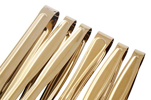 Hinmay Gold Plated Mini Serving Tongs Set 6-Inch Appetizers Tongs Stainless Steel Small Sugar Cube Tongs Ice Tongs, Set Of 6 #TOP6