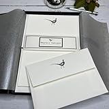 Wagtail Designs Set de regalo de papel de escritura con un diseño de faisán en una bonita carpeta de estilo negro (18)