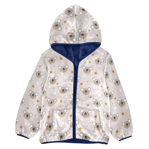 Koala Toddler Fleece Jacket Baby Boys Hooded Zipper Long Sleeve Thick Warm Outerwear 3-10 Years