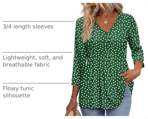 Image of OFEEFAN 3 /4 Length Sleeve Womens Tops 2026 Blouses for Women Dressy Casual Fashion Clothing V Neck Babydoll Tops Fall Outfits