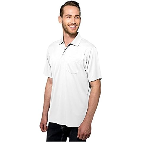 Tri-Mountain Men's 5 oz Moisture Wicking Polyester Shirt w/Pocket White X-Large Tall Cover
