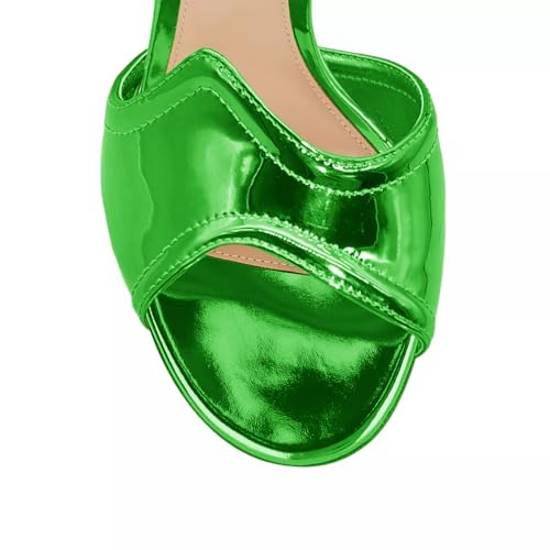 Image of Women's Metallic Open Toe Heels Sandals Back Zipper Dressy Heels Ankle Strap Heels for Party Wedding