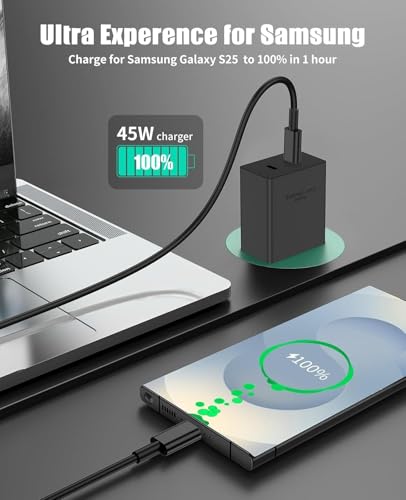 45W Dual Super Fast Charging Block and Long USB C to C Cable 10ft,Type C Wall Plug and Android Phone Charger Cord for Samsung Galaxy S26 Ultra/S25/S24/S23+/S22 Plus/S21/Note 20/iPhone 17 16 15 Pro Max - image 6