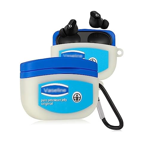 Jowhep Case for Beats Studio Buds Funny Unique 3D Design Cute Silicone Cover Fashion Kawaii Cool Fun Cartoon Wireless Powerbeats Cases for Beats Earbuds Headphones for Girls Boys Teen (Blue and White) Cover