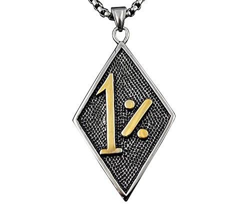Never Fade Mens Gold Tone One Percent 1% ER Charm Pendant Necklace + Chain