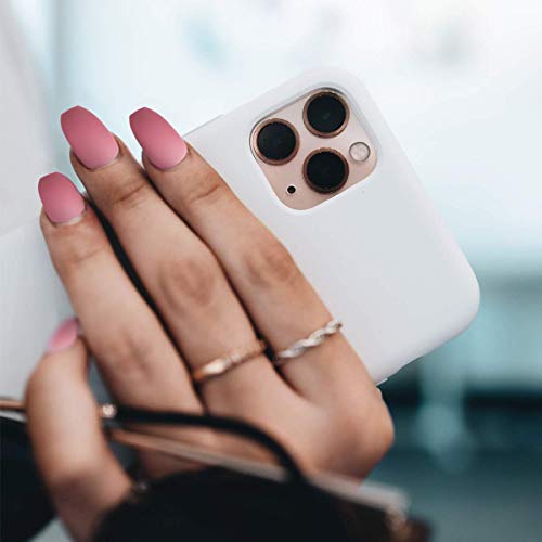 72 Pcs (3 Packs) Coffin Matte Press on Nails, Ballerina Professional Nail Art Tips Set, Medium False Nails, DIY Acrylic Fake Nails with Nail Adhesive Tabs for Women(Rose, Camel & Dark Red)