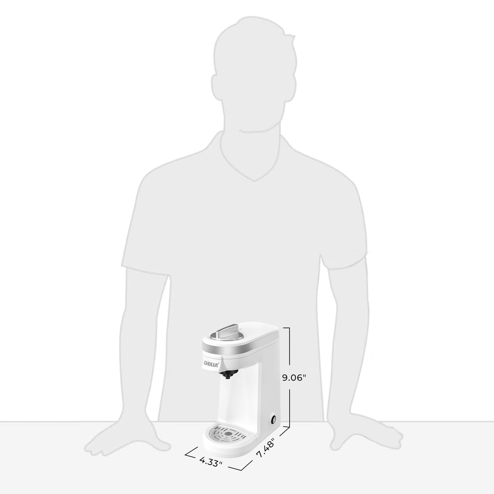 CHULUX Mini cafetera de viaje 2 en 1 para cápsulas K y café molido, cafetera de una sola porción para taza americana, cafetera de cápsulas ligeras, blanco perla