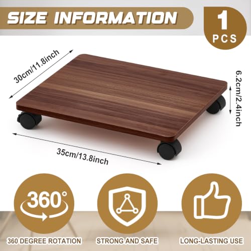 Image of Beeveer 2 Pcs Office Under Desk Printer Stand with 4 Caster Wheels Walnut Movable Printer Copier Shelf and CPU Holder for Home Office Heavy Duty Storage Rack Scanner Fax Machine, 13.78 x 11.81 Inches