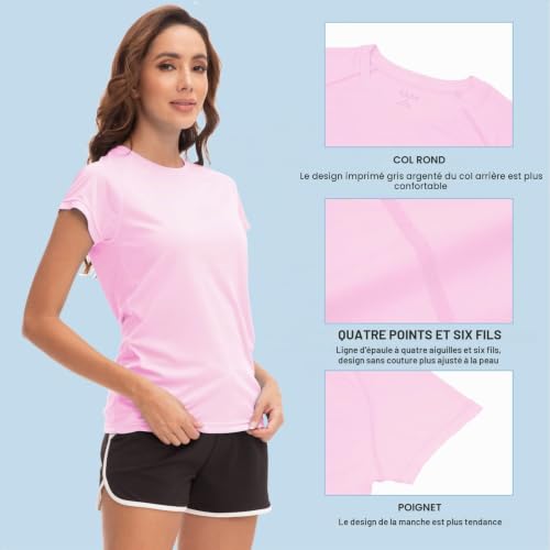 MEETWEE Femme Surf Shirt Rash Guard UV Shirts Natation Tankini UPF 50+ Manches Courtes Maillot de Bain – vue 5