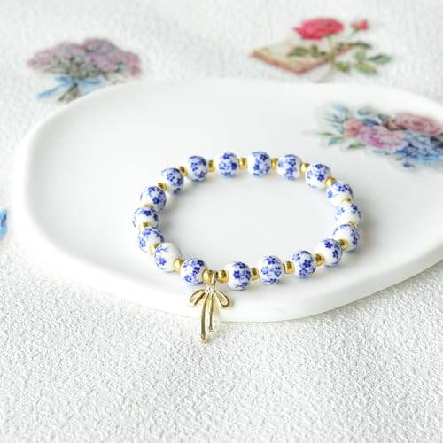 Birthday Gift for Women Unique, Birthday Decorations Gifts Ideas Vintage Blue and White Porcelain Bead Bracelet for Her Daughter Friend Sister Mother Wife Grandma Granddaughter3