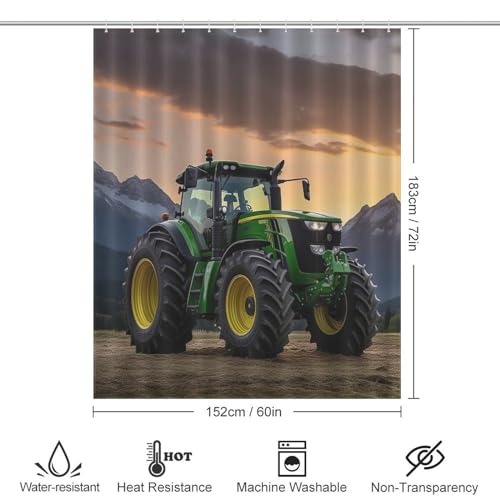 Rideau de douche tracteur en polyester imperméable 152x183cm - 4