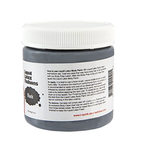 Liquid Latex Fashions Body Paint, Black, 4 Ounce #TOP4