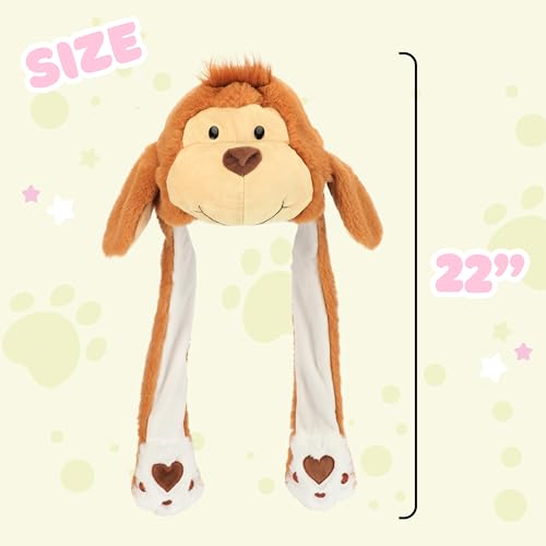 Bubblepompom Monkey Hat with Ears Moving Jumping Pop Up Beating Animal Hat Plush Holiday Cosplay Dress Up Funny Party Gift for Kids Boys Girls, 22'' by Bubblepompom - Image 2