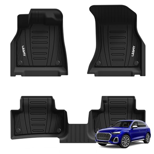 Image of LASFIT Floor Mats Custom Fit for Audi Q5 SQ5 2018-2025(Include Q5 /SQ5 Sportback 2021-2025), All-Weather Protection TPE 1st & 2nd Row Car Liners for Audi Accsessories, Easy to Clean, Black | Also for PHEV&Sportback, 3D Custom Fit TPE All Weather Floor Liners, Full Coverage Secure-Fit Car Mats, Easy to Wash